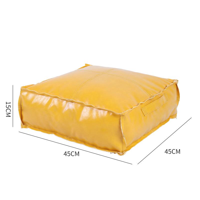 Unstuffed Pouf Cover No Filling Cushion Cover Oil Wax Leather Footstool Lazy Floor Futon Bedroom Decor Foot Stool Ottoman Cover