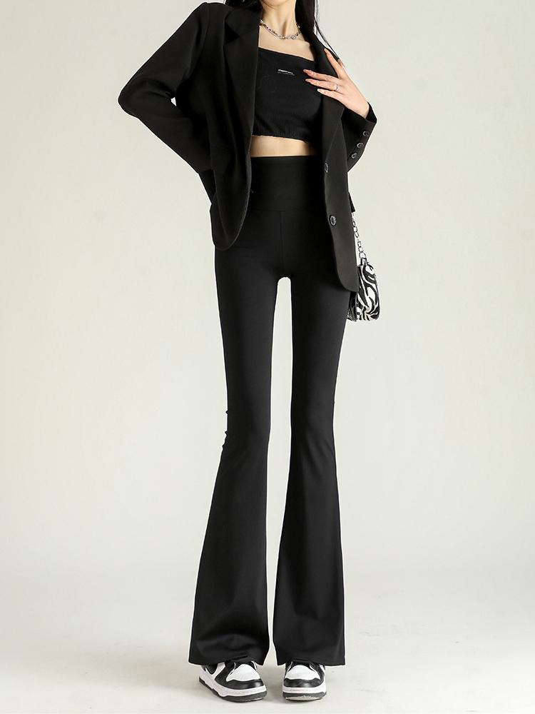 Schwarz Shark Flare Hosen Frauen Herbst Hohe Taille Slim Fit Leggings Casual Koreanische Hosen Weibliche Breite Bein Hosen