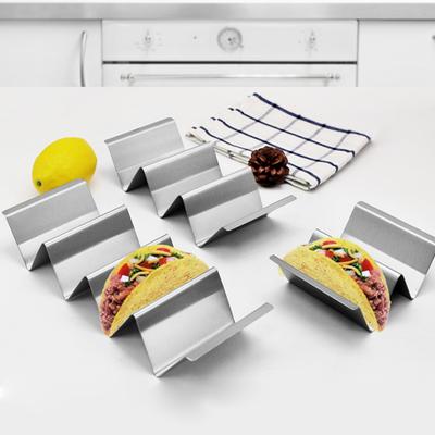 Taco-Halter aus Edelstahl, wendbar, für 3 oder 2 Tortillas, stapelbares Gestell zur einfachen Aufbewahrung, dreieckige Innenseite verhindert Verschütten, antihaftbeschichtet