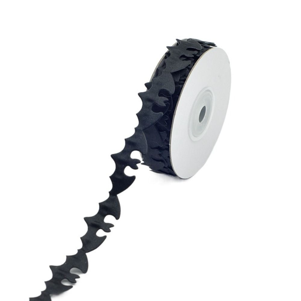 Embossed Design Halloween Ribbon 10m Length Polyester Material Bat Ribbon Handmade DIY Ribbon Spider Web Ribbon Halloween Party