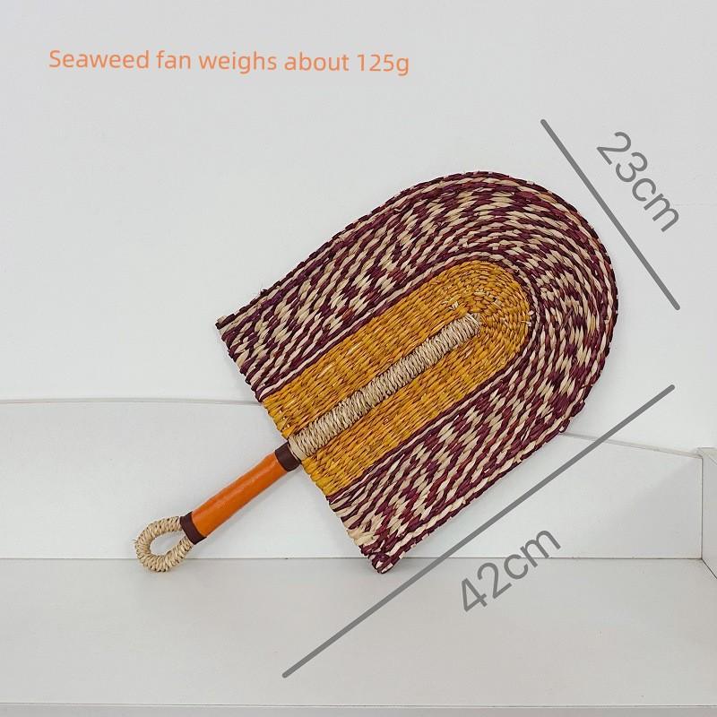 High-End Summer Straw Fan, Hand-Woven from Seagrass, for Cooling, Baby Decoration, Traditional Summer Mosquito-Repelling Hand Fan