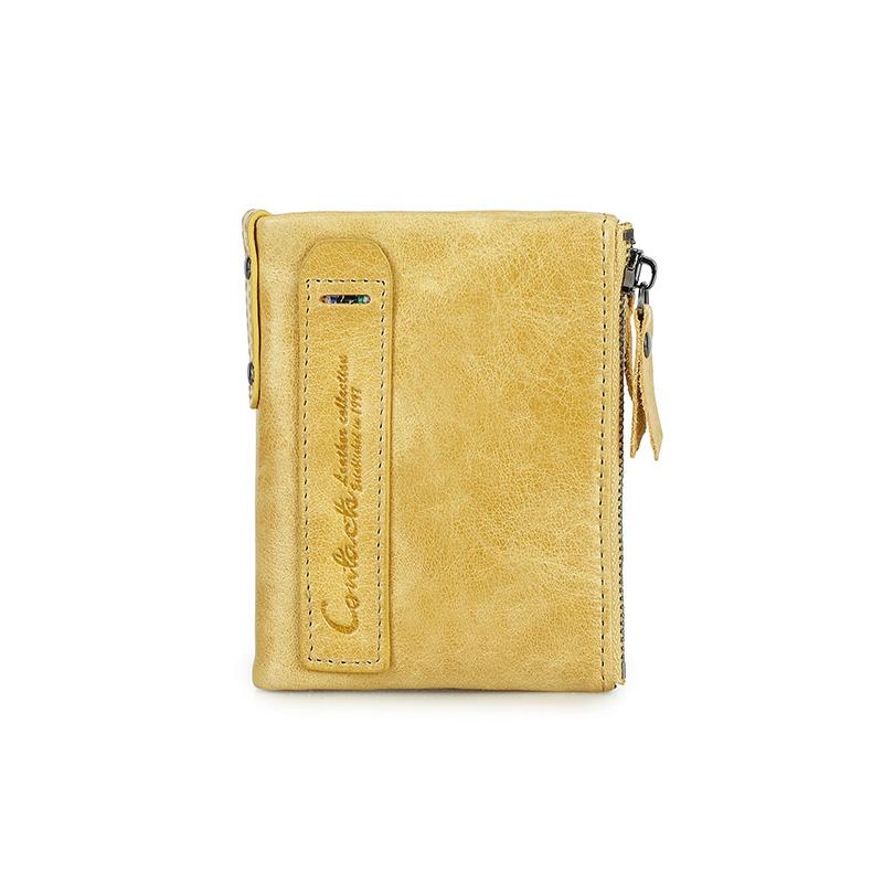 CONTACT S Модный женский кошелек из натуральной кожи Женский кошелек с отделением для фото Держатель для карт Двухскладной кошелек Женский Дорожный Свидание Семейный подарок Кошелек для монет M жёлтый 2790₽