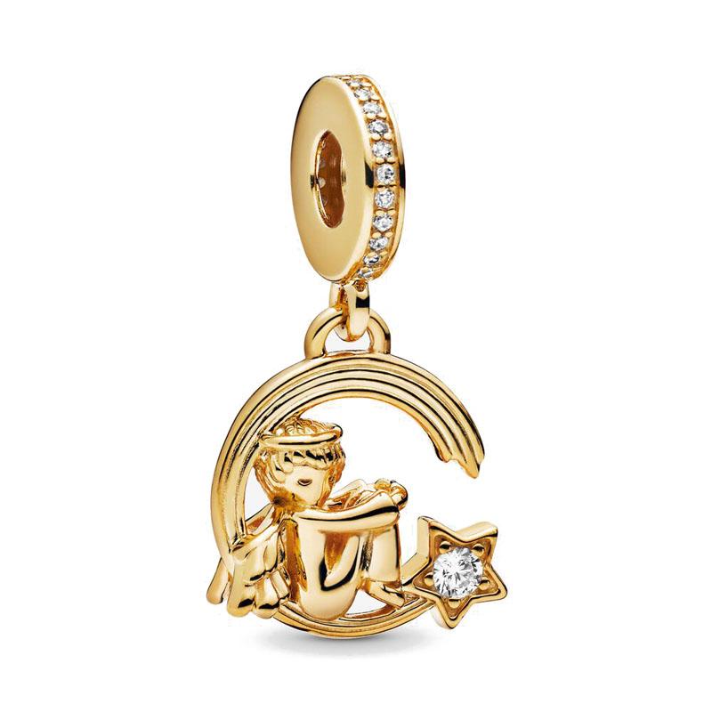 New Gold Plated Collection Charm Star Shape Robot Sun Bead Compatible With Authentic 3mm Snake Charm Bracelets Exquisite Jewelry Gifts