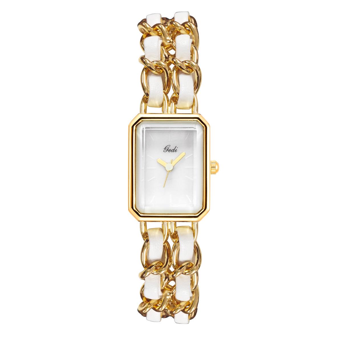 

Элегантные маленькие квадратные женские кварцевые часы Gedi с нишевым браслетом