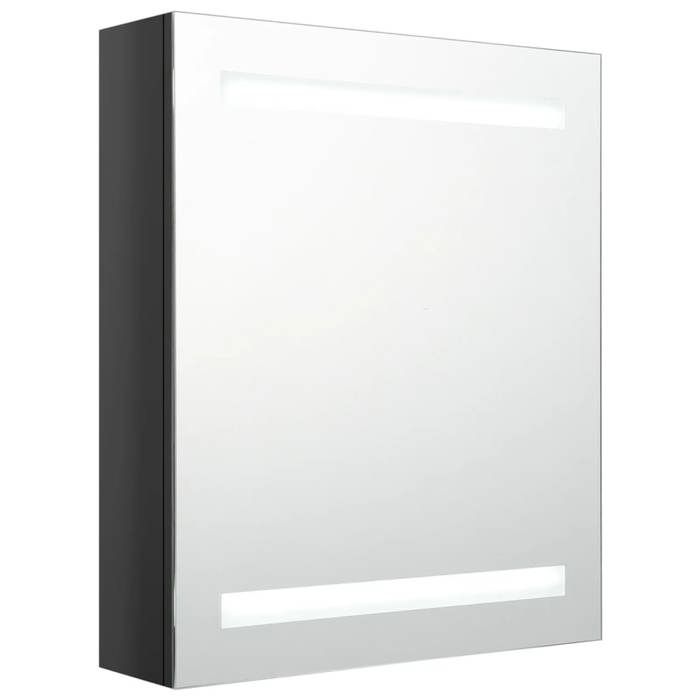 VidaXL Armoire de salle de bain à miroir LED noir brillant 50x14x60 cm 326481