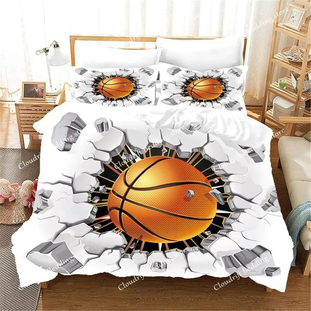 Basketball Duvet Cover Set Hit The Broken Wall Ball Theme Bedding Set For Kids Teens Queen King Size Soft Quilt Cover026