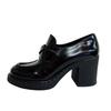 Loafersy na wysokim obcasie Trójkątne Z logo skórzane loafersy czarna skóra Używane