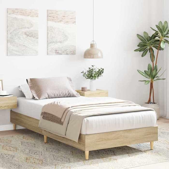VidaXL Bed Frames Without Mattress Sonoma Oak 90x200 Cm, Bedroom Furniture, Bed Base, Single Bed, Bed, Bed Frame, Bed 861050