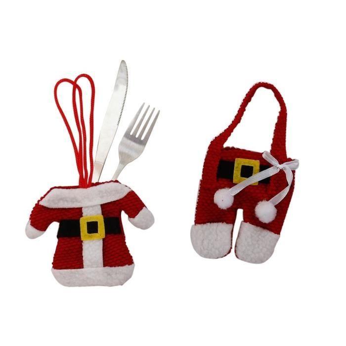 Bestecktaschen - Partydekoration - Weihnachten - 6 Taschen - Polyester - Weihnachtsmannkostüm