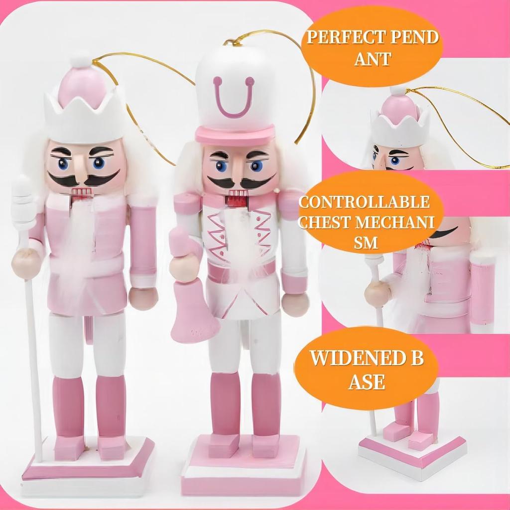 12 PCS Christmas Nutcracker Ornament Set, 4.7Inch Nutcrackers Tree Ornaments Set, Nutcracker Figures with Opening Mouths Christmas Decorations for