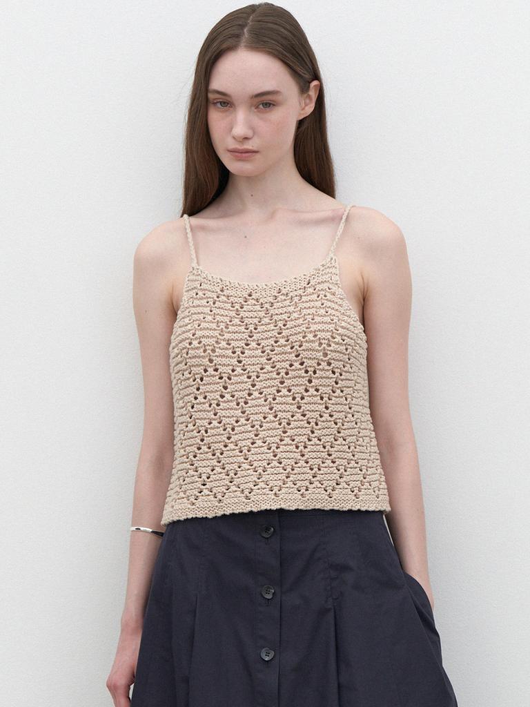 Laleugo Häkel-Bustier Stricktop (beige)