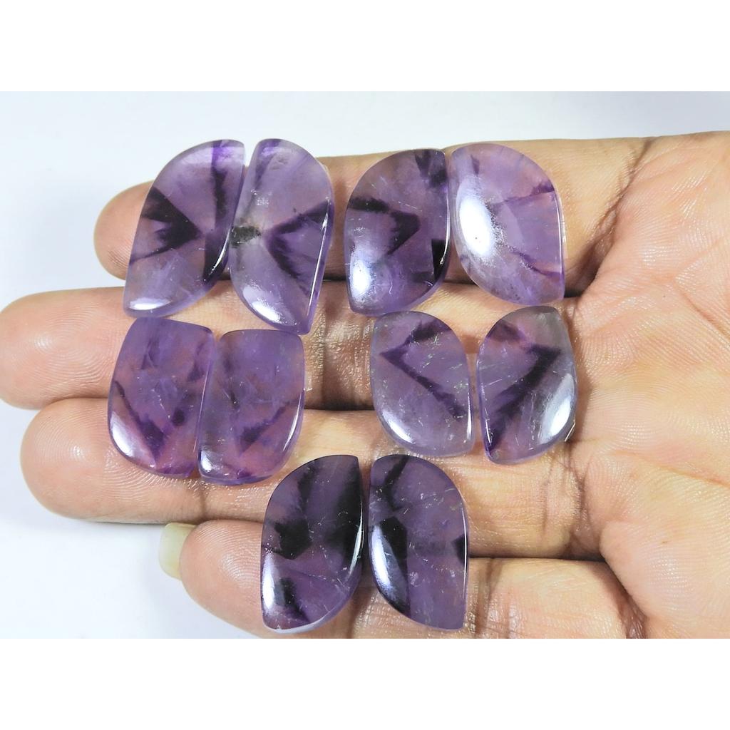 20-27MM Natural Amethyst Lace Matched Pair Fancy Loose Gemstone 5 Pair Lot C-979