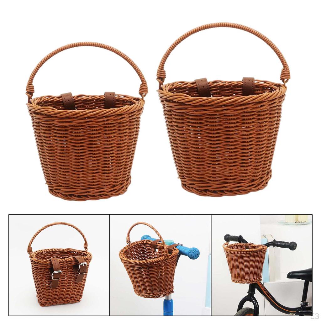 Children's Basket, Kids Bike Detachable Electric Woven Front with Handle
