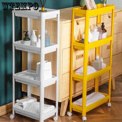 2/3/4 Layers Shelves Home Appliance Kitchen Storage Shelf with Wheels Mobile Refrigerator Side Seam Storage Organizers Bathroom