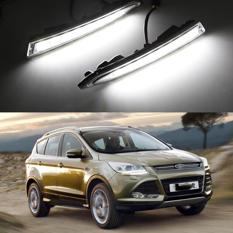 Car Led Daytime Running Light DRL Daylight with Yellow Turn Signal Fog Lamp For Ford Kuga Escape 2013 2014 2015 2016 2017