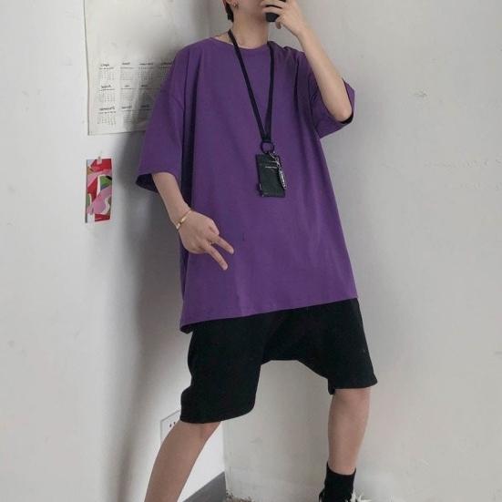 Top Casual Unisex de Vară Culoare Solidă Gât Rotund Mânecă Scurtă Mărimi Mari Cămașă de Bază