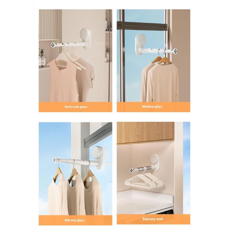 Travel Foldable Laundry Hanger With Strong Suction Pads Storage Durable ABS Construction Ideal For Hotels Camping Hanging Towels Bags Clothes