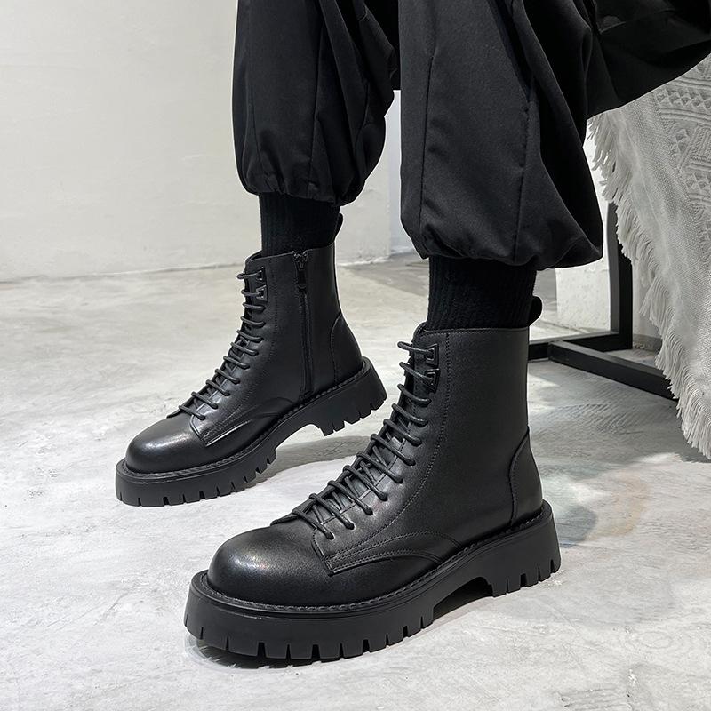 

Martin boots men s British style high-top tooling boots Chelsea leather boots men s trend machine leather shoes 44