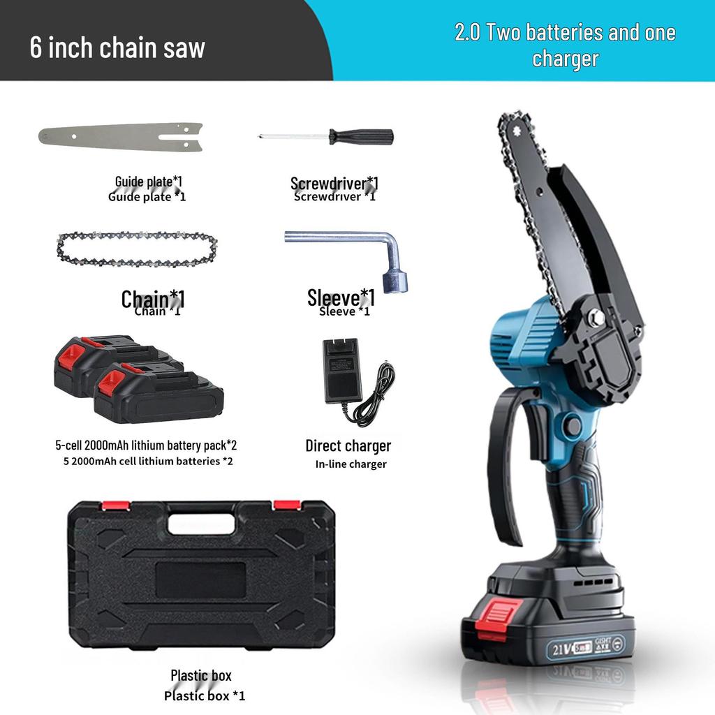 Rechargeable Brushless Mini Electric Chainsaw - Handheld Logging Saw for Outdoor Use