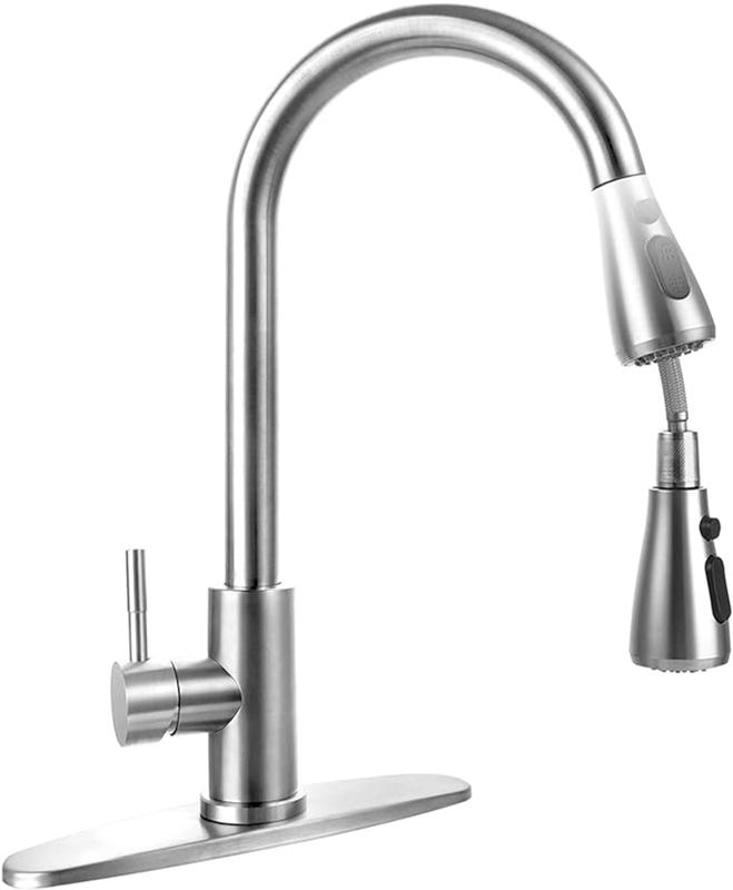 Matte Black Kitchen Sink Faucet Pull Out Kitchen Sink Mixer Tap Stream Sprayer Head 360° Rotation Hot Cold Faucet