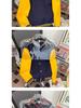 Giacca da Baseball Raglan Oversize Hip Hop da Uomo con Blocco di Colore e Ricamo in Spugna - Capospalla Primavera/Autunno