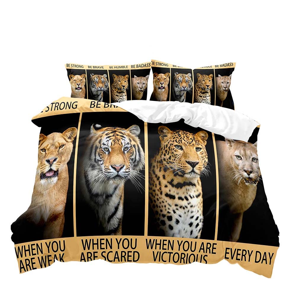 3PCS Lion King & Quen Beding Set, African Safari Animal Black Beding, Warm Comforter Cover, Bedrom Decor for Couples Ful Sized Dimensions