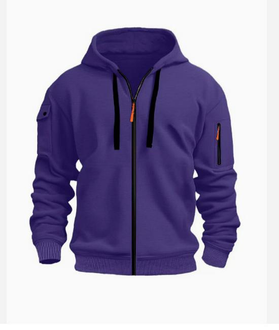 2024 Men's Multi-Pocket Embroidered Zip-Up Hoodie for Spring and Autumn