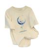 Pure Cotton Loose Short-sleeved T-shirt Women's Summer Wear New Beautiful Top Design Sense Moon Print Women's Crew Neck Spring and Autumn