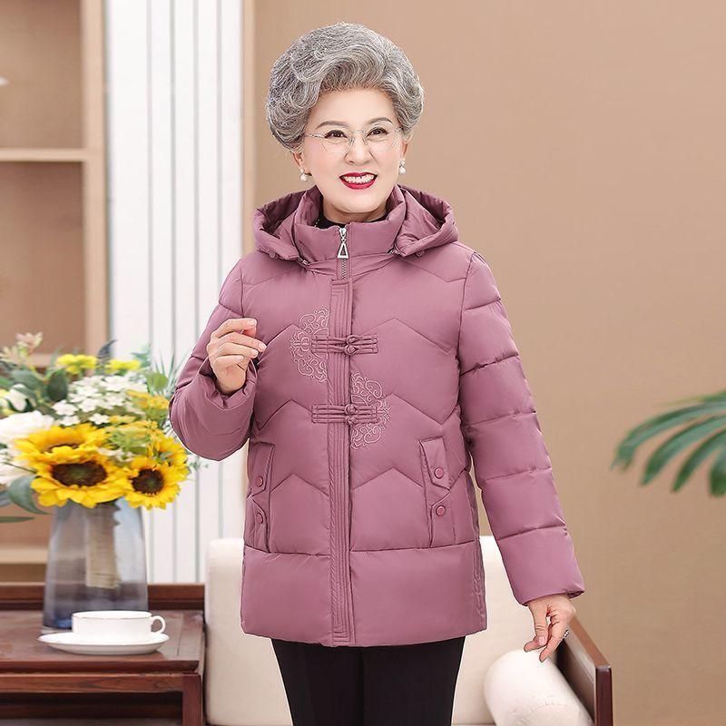 Middle-aged and Elderly Women's Winter Cotton-padded Coat Plus Velvet and Thickened Large Size Elderly Winter Cotton Clothes