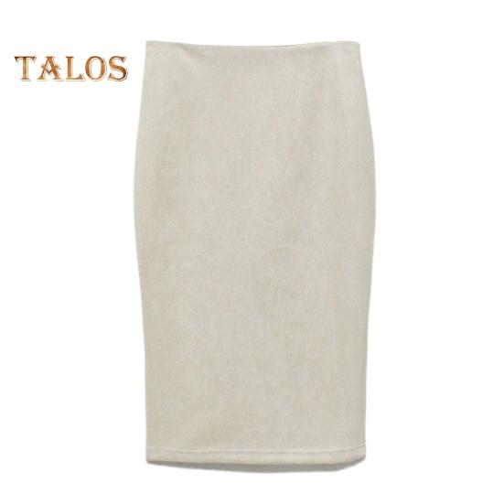 

Женская юбка-карандаш с высокой талией и бедрами, однотонная замшевая юбка с разрезом сзади, молния, планка, юбка длиной до колена L белый