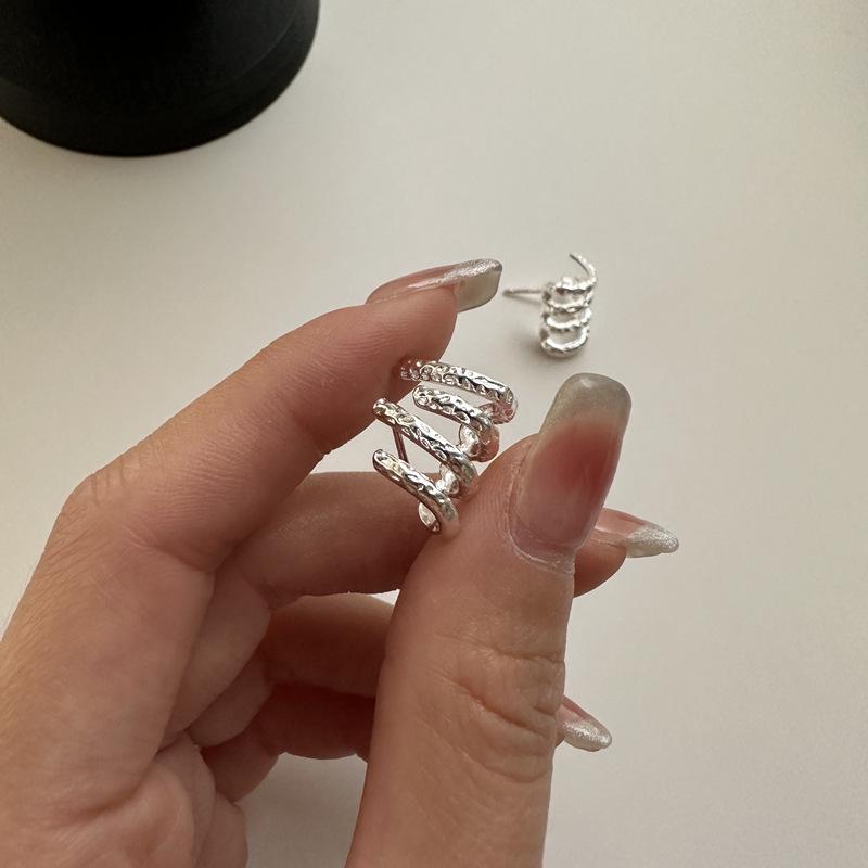 

Серьги-пусеты из стерлингового серебра S925 в корейском стиле, текстурированные, многослойные 925 Sterling Silver