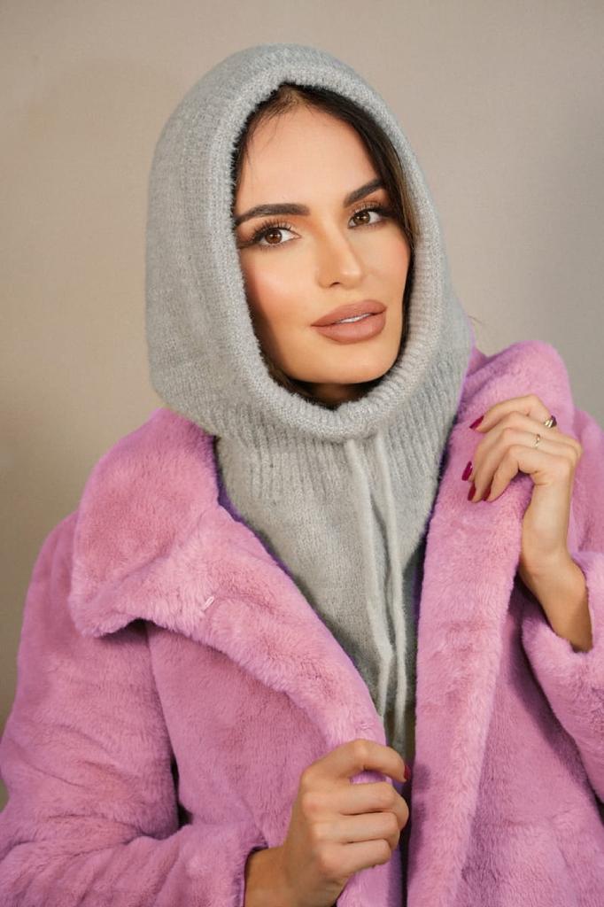Blanka Hood Fashionable Winter Warm Gray Color