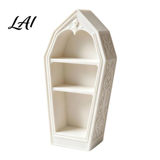 Tiered Display Stand for Crystals Gothic Coffin-Shaped Jewelry Storage Box 3D Printed Mini Casket Ring Halloween Home Decor Accessories Trinket