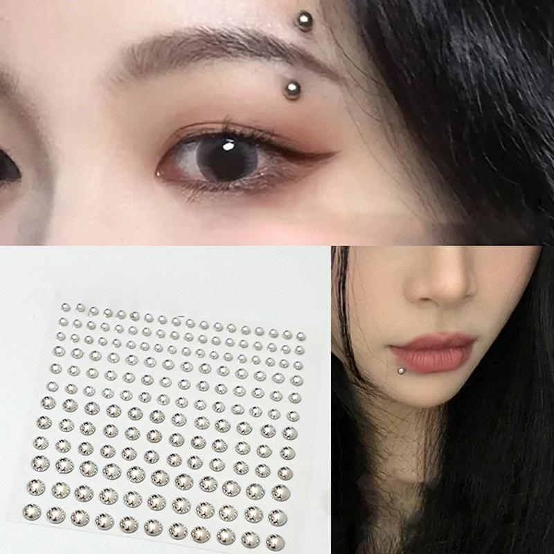 165/180Pcs Fake Nose Studs Crystal Rhinestones Stick On Body Gems No Piercing Decor For Face Lip DIY Festival Accessories
