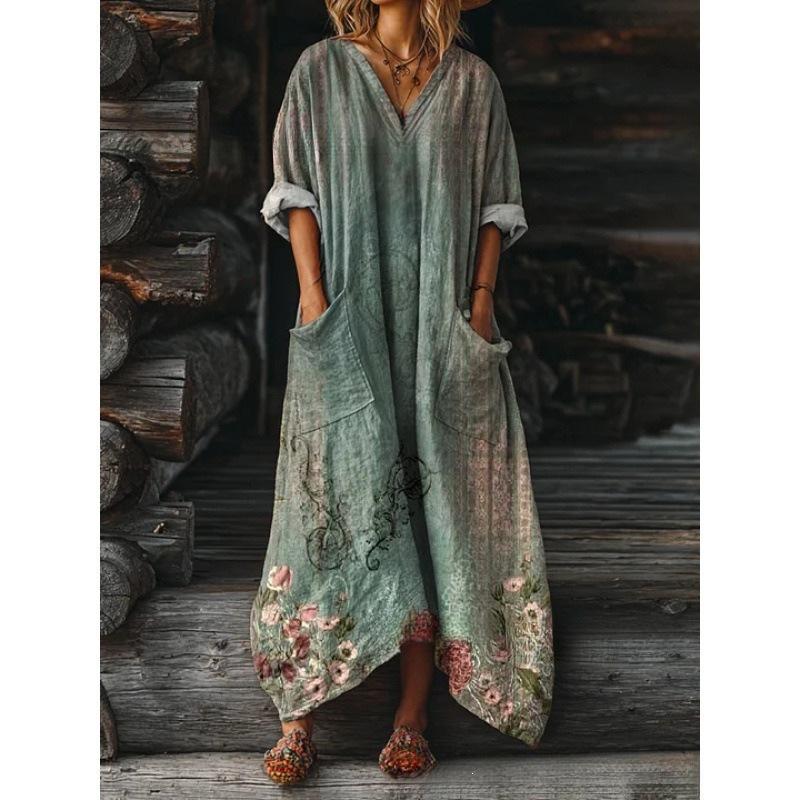 New Women's Flower Fashion Trend Ripple Casual Temperament Women's Dress