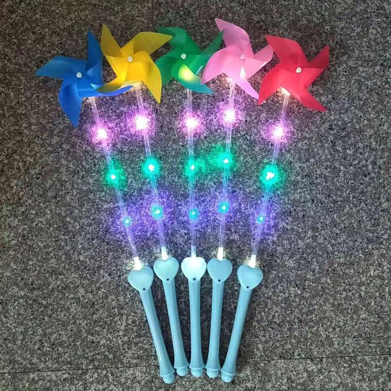 Children Fun Glowing Windmill Toys Funny Kids Diy Colourful Flashing Stick Toys Boys&Girls Birthday Holiday Party Supplies Gift