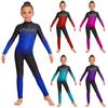 Kids Girls Asymmetrical Rhinestone Ballet Dance Leotard Sheer Mesh Gymnastics Jumpsuit Full Body Suit Figure Skating Dancewear