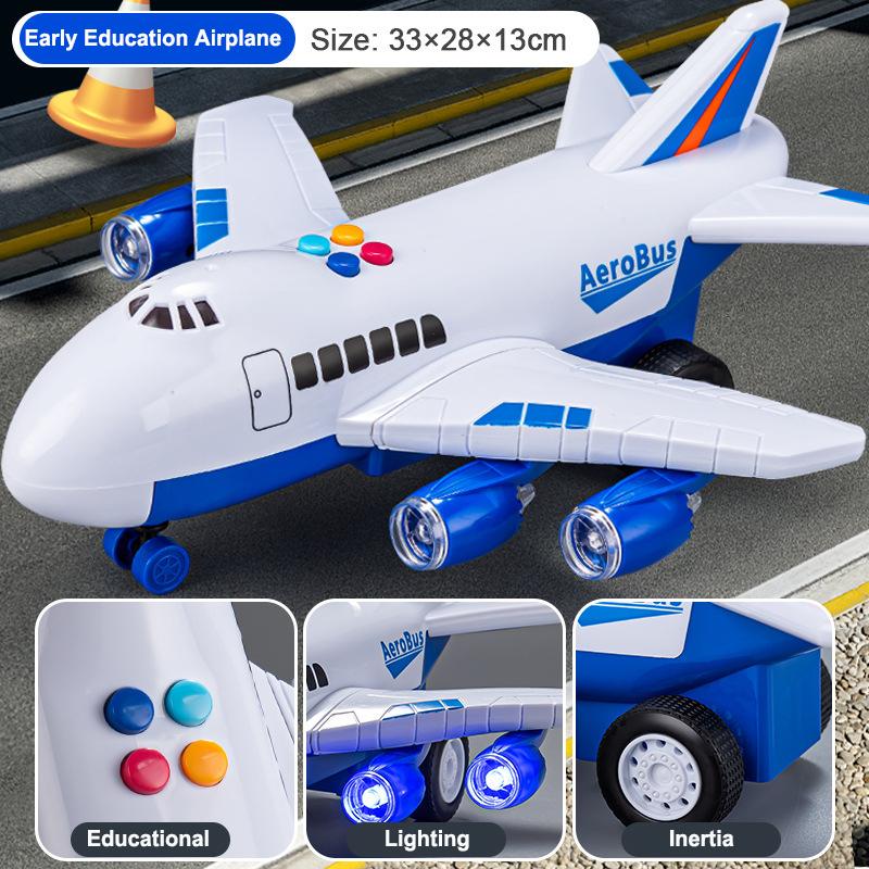 Neues Übergröße Trägheits-Passagierflugzeug Spielzeug Sturzfest Musik-Lichteffekt Simulations-Flugzeugmodell Weihnachtsgeschenk für Kinder blue