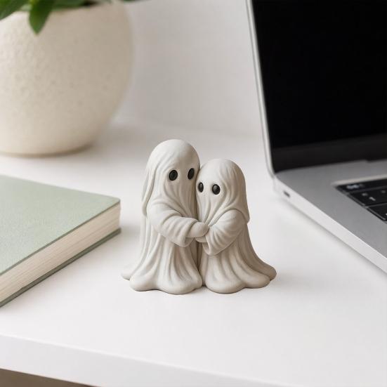 Umbra Studio Halloween Hugging Ghost Statue, Resin Table Ornament, Cute Healing Statue Desktop Decoration, Sculpture Art Piece for Home Bedroom Living