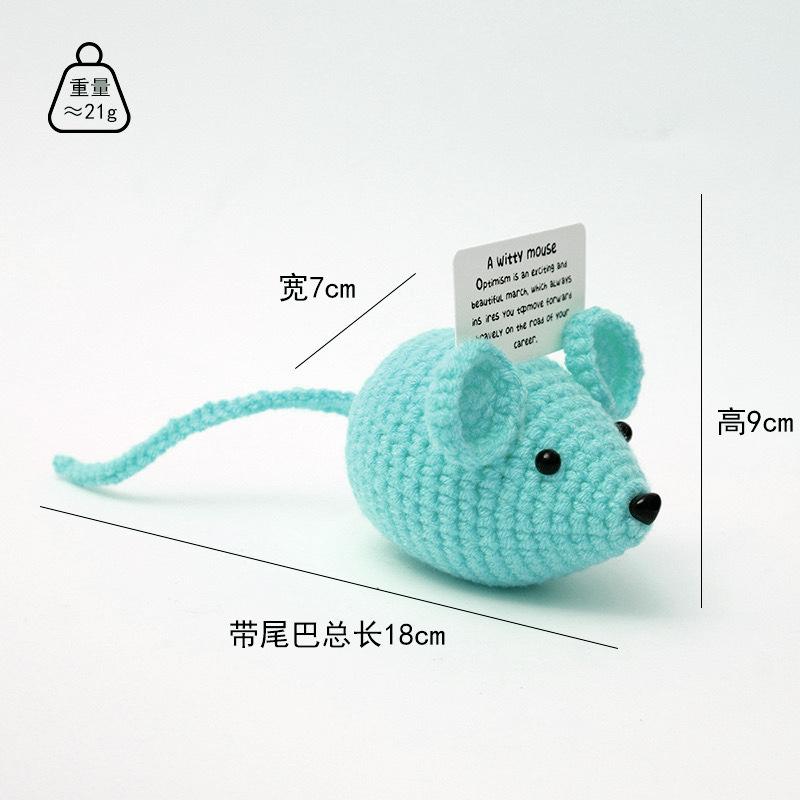 Positive Crochet Mouse Doll With Affirmation Card Home Room Decoration Funny Handmade Creative Mouse Desktop Ornaments Gift