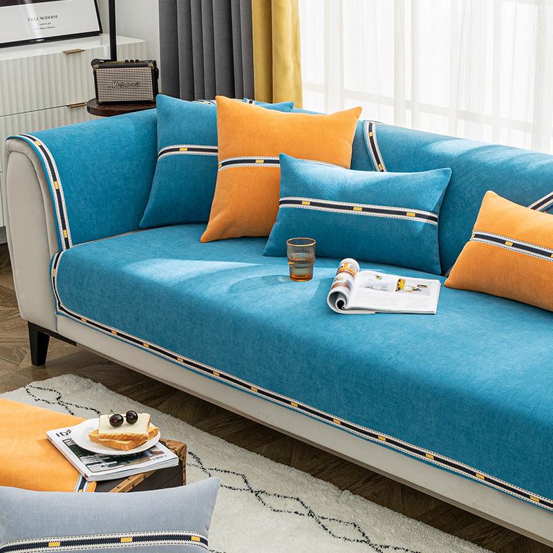 Leichter Luxus-Stil, neuer Sofakissenbezug aus Chenille-Leder, für alle Jahreszeiten, universell, rutschfest, schlicht, modern, für den Sommer