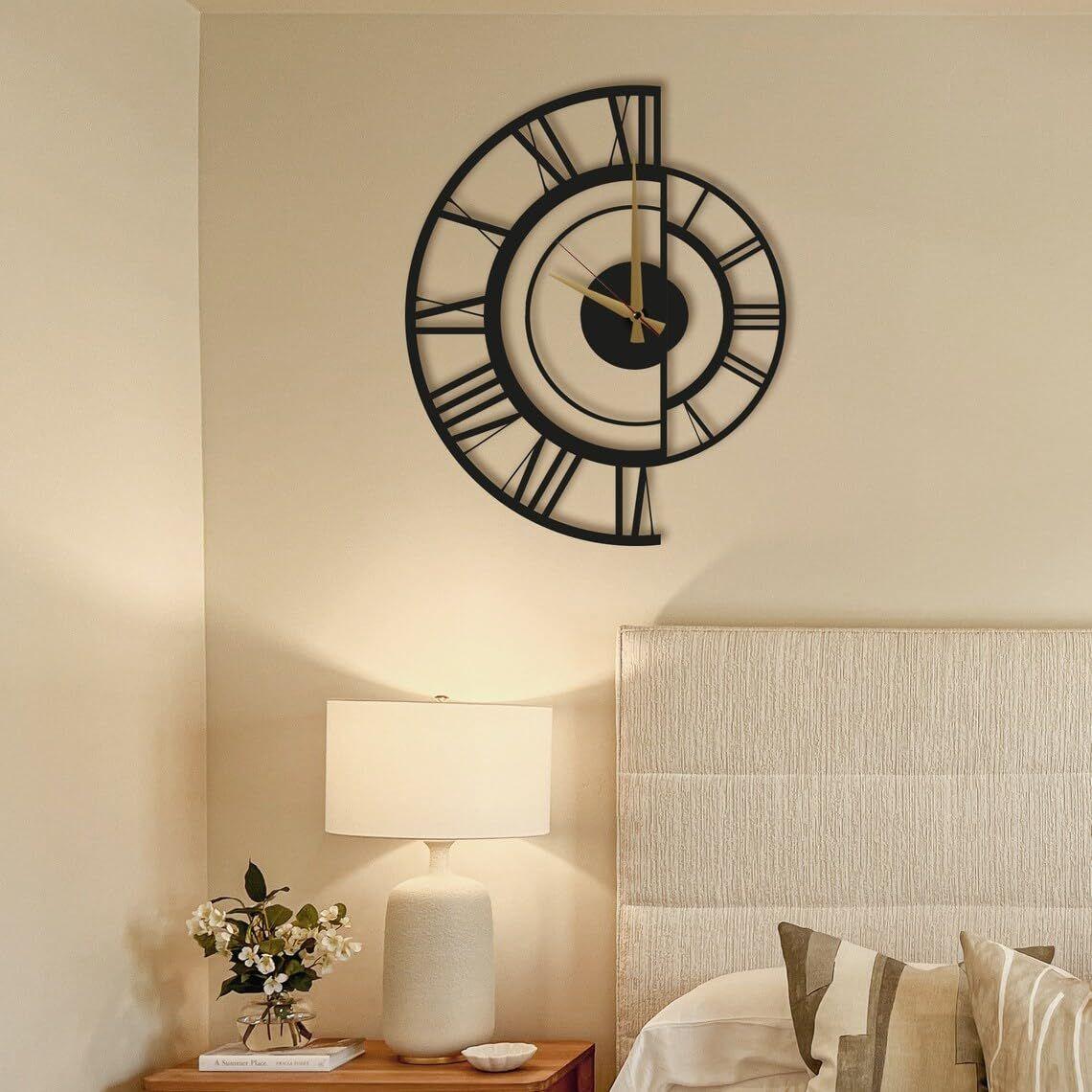 

Большие настенные часы с картой мира, Металлические минималистичные современные часы, Круглые бесшумные настенные часы с батарейным питанием для гостиной/дома 50 CM