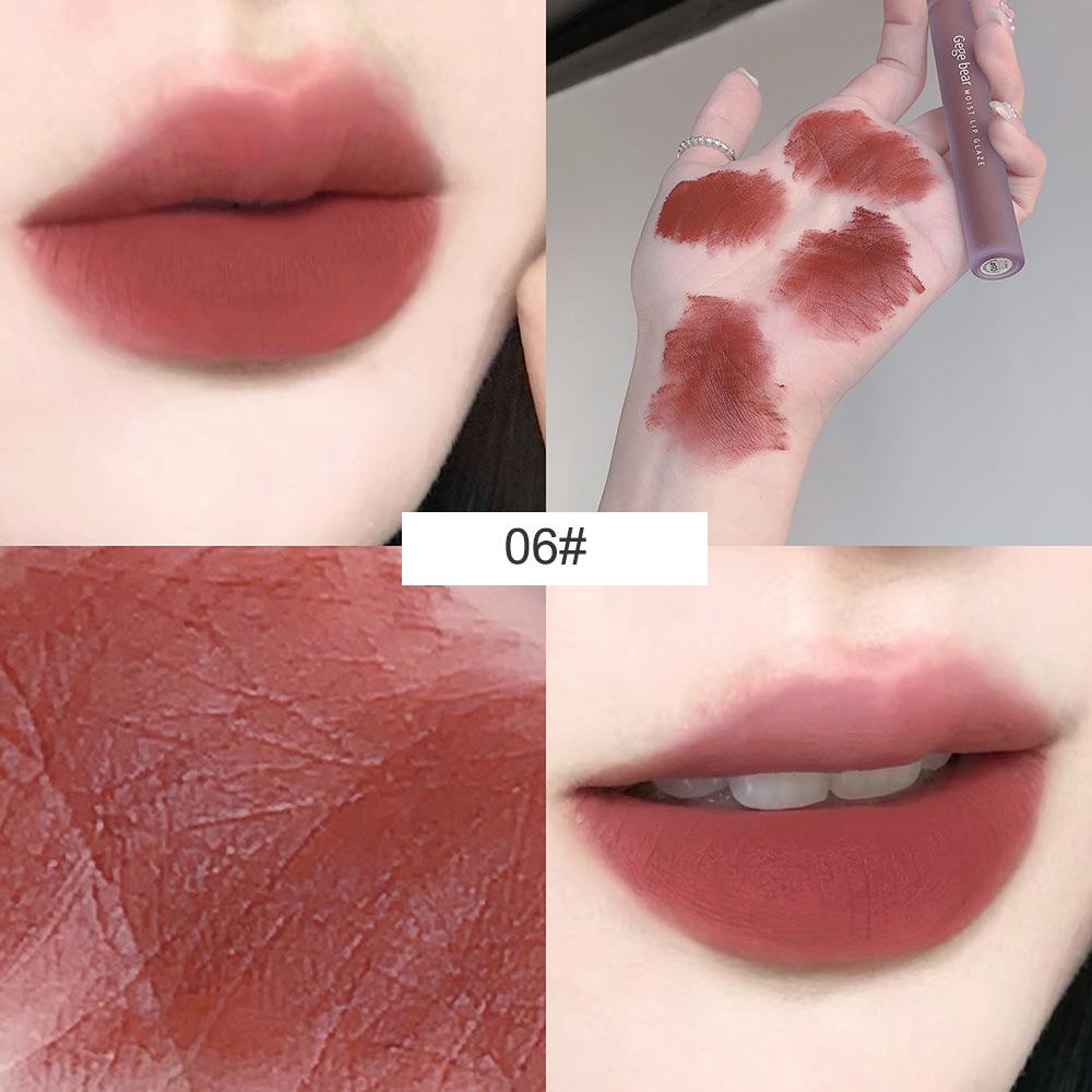 

GEGE BEAR Водостойкий бархатный матовый блеск для губ - оттенок нюдового коричневого цвета, стойкий цвет и гладкий финиш, жидкая помада для вечеринок