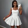 2026 European & American Slimming Sleeveless Square Neck Puffy Dress - Spicy Girl Style Fashion