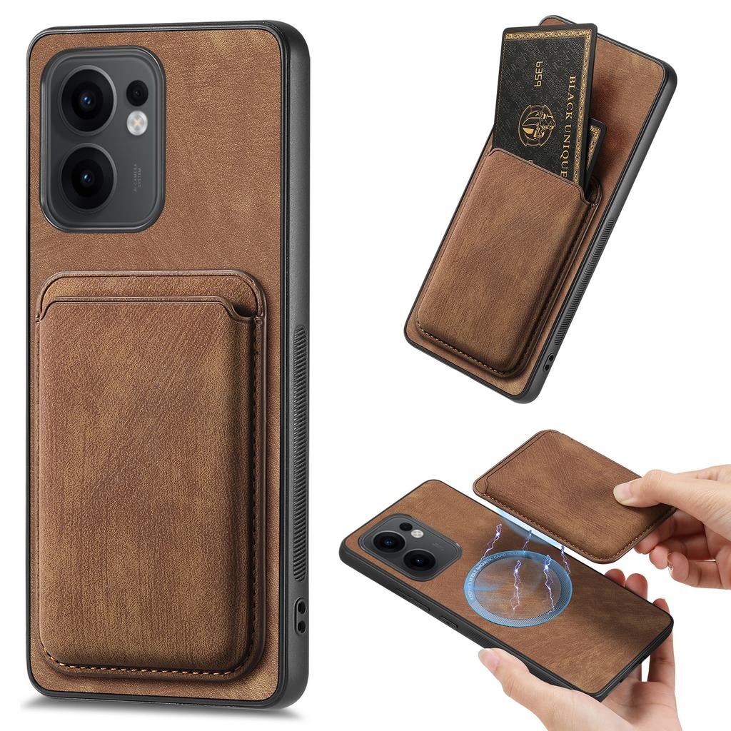 For Oppo Reno13 F 5G (Reno 13 FS 5G)/4G Magnetic Case Leather Back Cover with Detachable Card Holder
