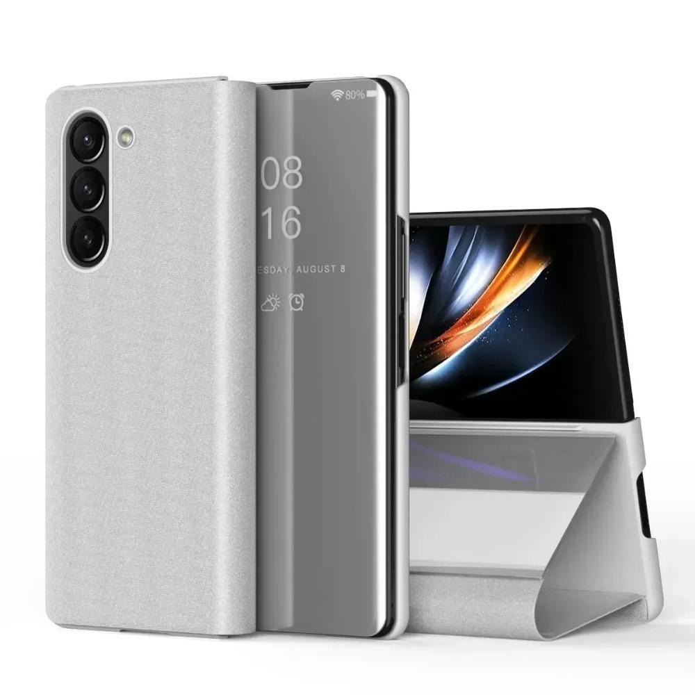 Špičkové kožené flipové pouzdro pro Samsung Galaxy Z Fold 7 6 5 4 3 5G Pokovené zrcátko Smart View Business Ochranný kryt proti pádu