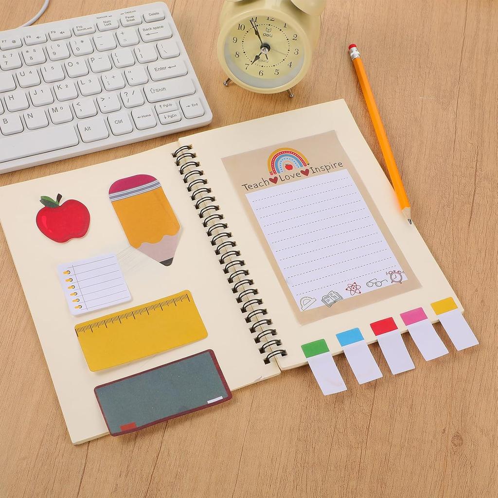 Teacher Appreciation Gifts-Teaching is A Work of Heart Sticky Notes Set Fun Self-Stick Note Pads Writing Notes School Office Supplies Suitable for