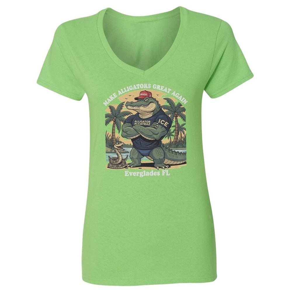 Make Alligators Great Again - Everglades Prison Funny Ladies  V-Neck Tshirt Unisex T-Shirt XL