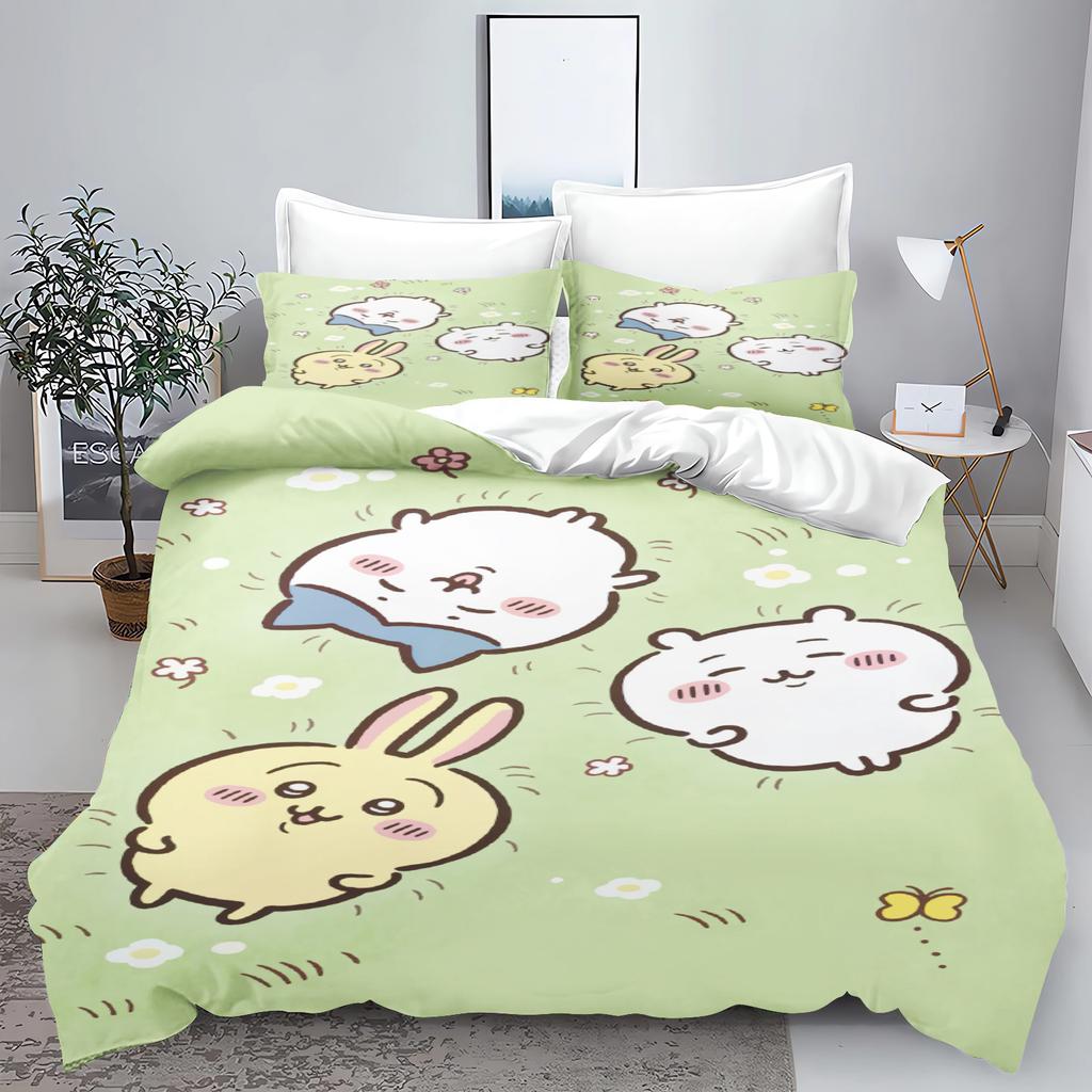 Chiikawa Anime Home Bedroom Comforte Nordic polyester material suitable for children and adults 3-piece set