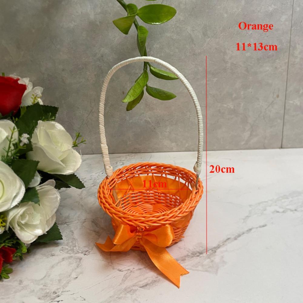 

with Handle Imitation Rattan Handhold Handwoven 8 Styles Weaving Flower Basket Household Vegetable Fruit Flowers Holder оранжевый